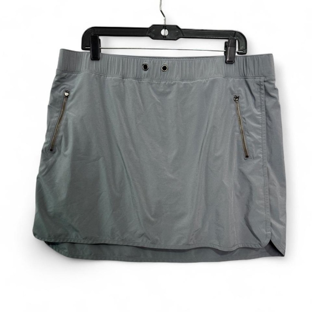 Athleta Gray Athletic Skort Womens XL Built-In Shorts Zip Pocket‎ Active Tennis